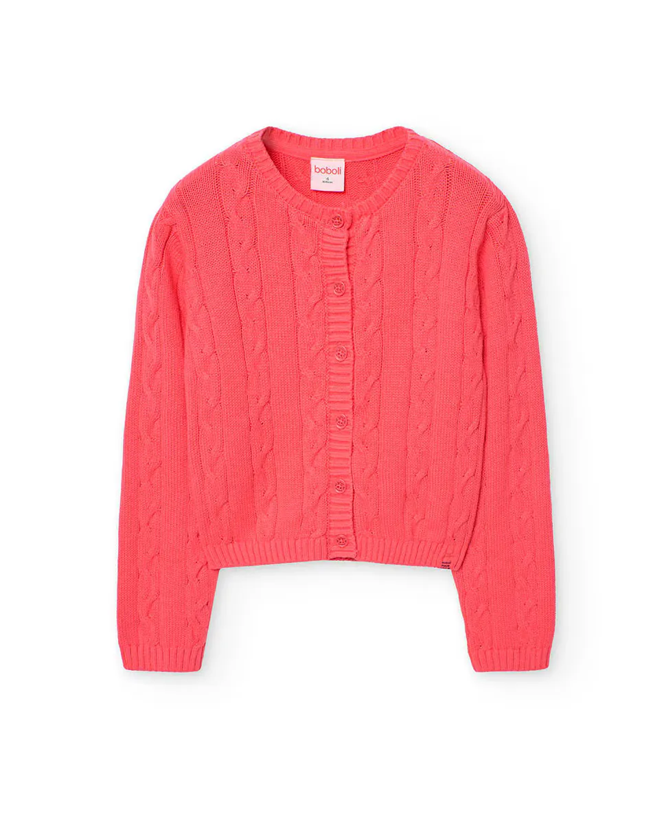 Вязаный жакет для девочек с круглым вырезом и застежкой на пуговицы Boboli, фуксия
Вязаный жакет для девочек с круглым вырезом и застежкой на пуговицы Boboli, фуксия