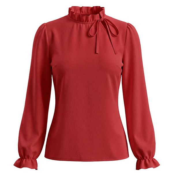 Женская весенняя блуза с длинным рукавом и рюшами на воротнике Inspire Chic, Dark Red
Женская весенняя блуза с длинным рукавом и рюшами на воротнике Inspire Chic, Dark Red