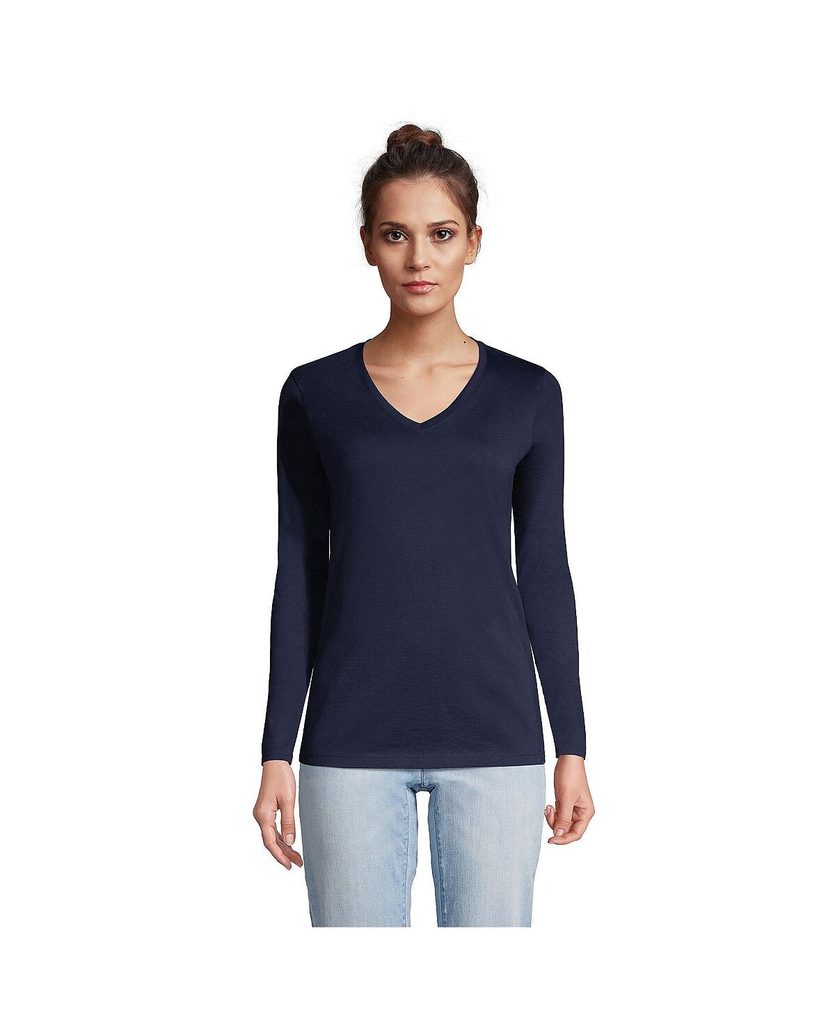 Женская непринужденная хлопковая футболка Supima с длинными рукавами и v-образным вырезом Lands' End
Женская непринужденная хлопковая футболка Supima с длинными рукавами и v-образным вырезом Lands' End