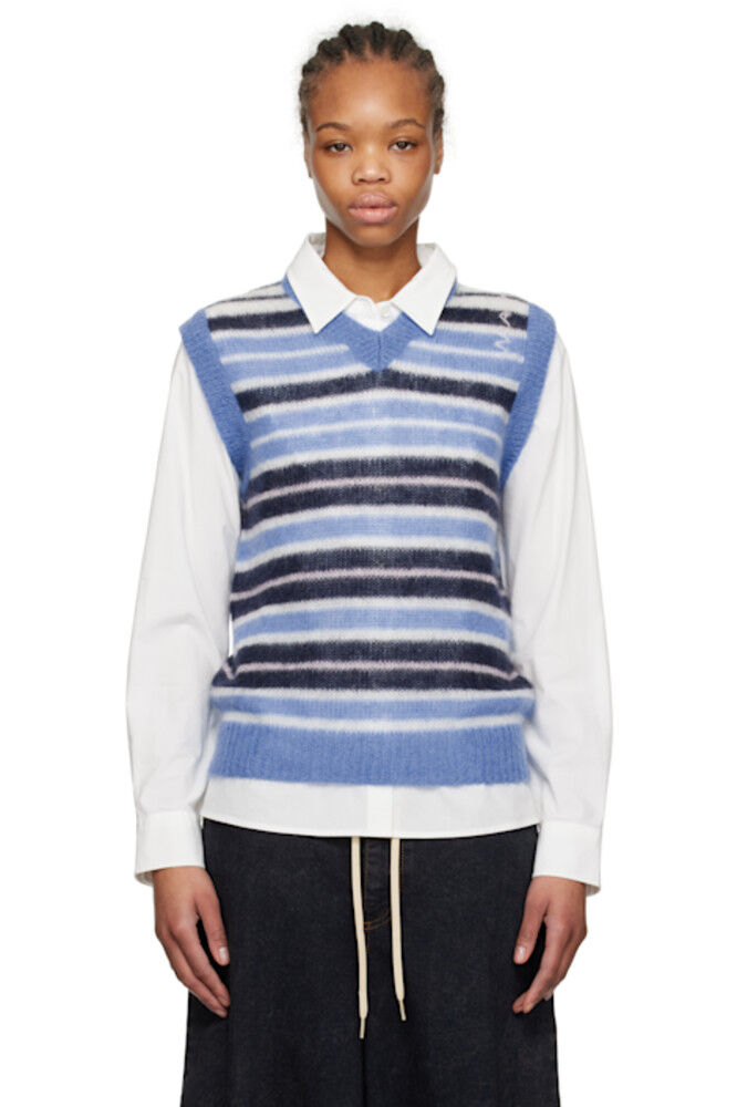 Жилет из синего мохера в полоску Marni
Жилет из синего мохера в полоску Marni