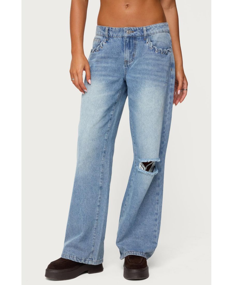 Женские джинсы Dutton с потертостями и низкой посадкой Edikted, Light-blue
Женские джинсы Dutton с потертостями и низкой посадкой Edikted, Light-blue