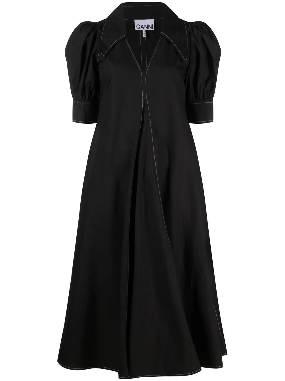 Платье с объемными рукавами и складками GANNI, черный
Платье с объемными рукавами и складками GANNI, черный