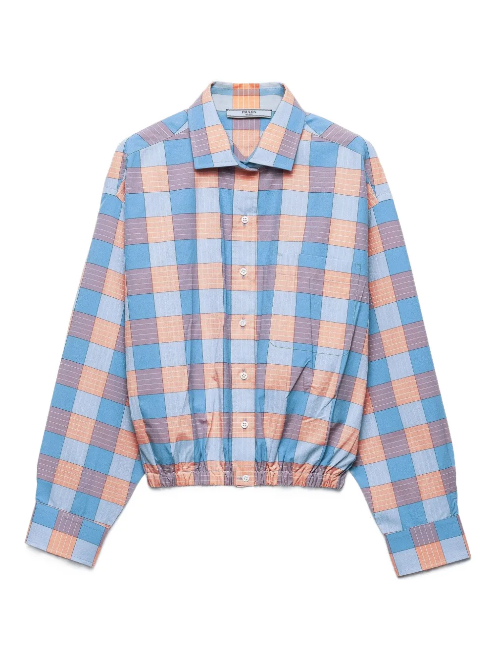 Поплиновая рубашка в клетку Prada, синий 
Поплиновая рубашка в клетку Prada, синий