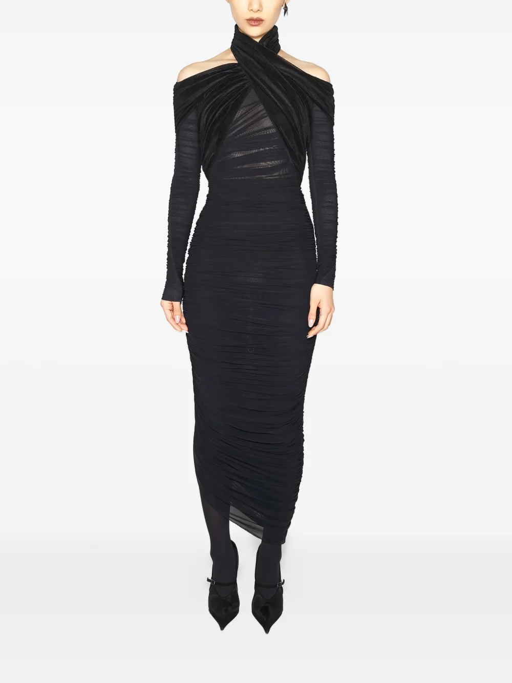 Платье миди с драпировкой и перекрестным вырезом Mugler, черный
Платье миди с драпировкой и перекрестным вырезом Mugler, черный