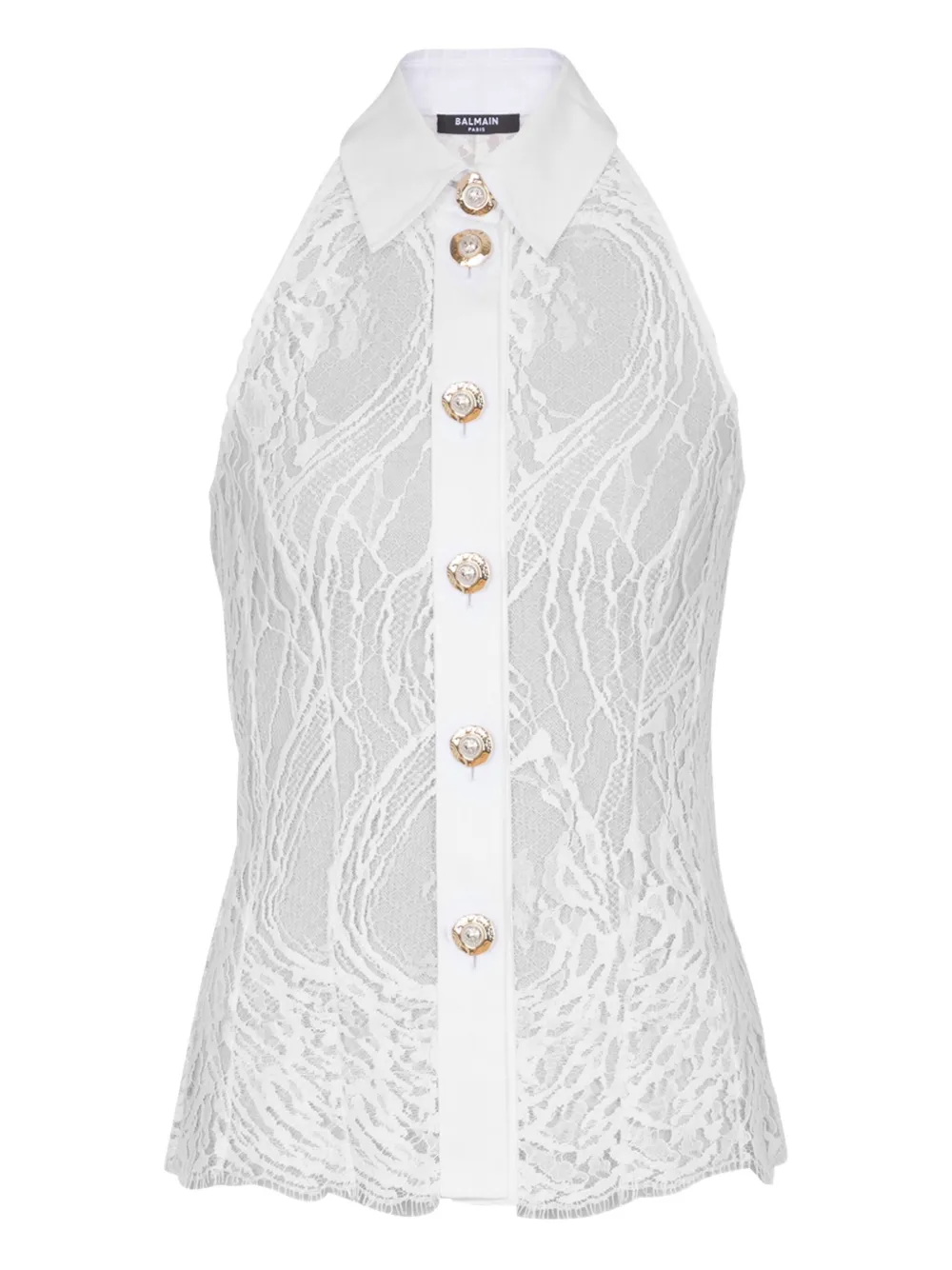 Кружевной топ с халтером и пуговицами BALMAIN, белый
Кружевной топ с халтером и пуговицами BALMAIN, белый