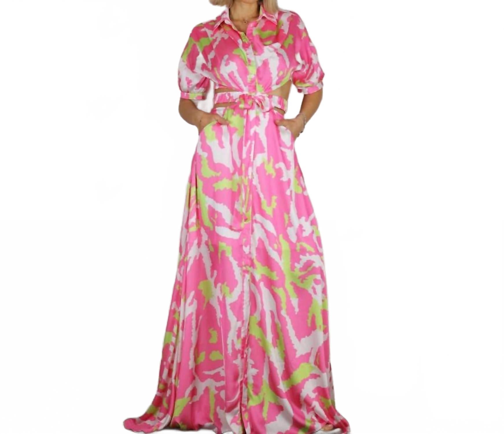 Mulla Платье-рубашка макси с открытой спиной и поясом, розово-зеленого цвета
Mulla Платье-рубашка макси с открытой спиной и поясом, розово-зеленого цвета