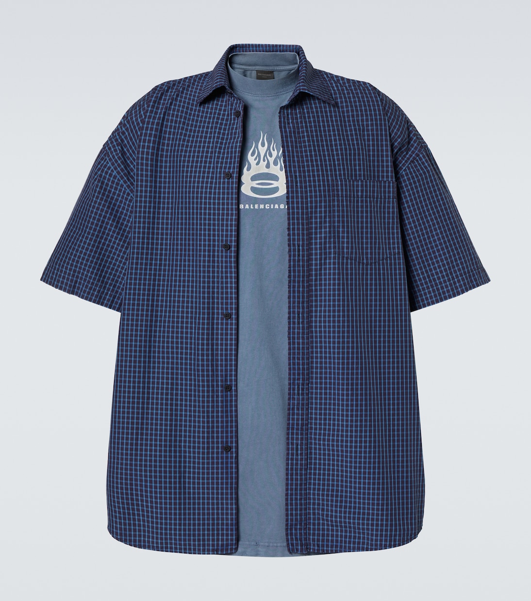 Многослойная хлопковая рубашка с логотипом Balenciaga, синий
Многослойная хлопковая рубашка с логотипом Balenciaga, синий