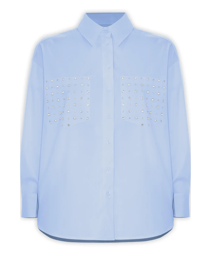 Стильная блузка-рубашка с длинными рукавами, узором и карманом. Kocca, синий
Стильная блузка-рубашка с длинными рукавами, узором и карманом. Kocca, синий