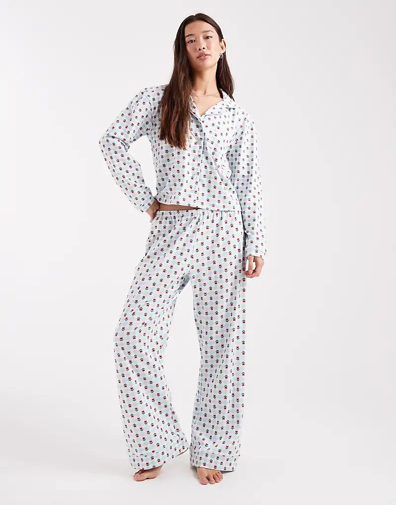 Пижамный комплект Wednesday's Girl с длинными рукавами, рубашкой и брюками, с цветочным принтом
Пижамный комплект Wednesday's Girl с длинными рукавами, рубашкой и брюками, с цветочным принтом