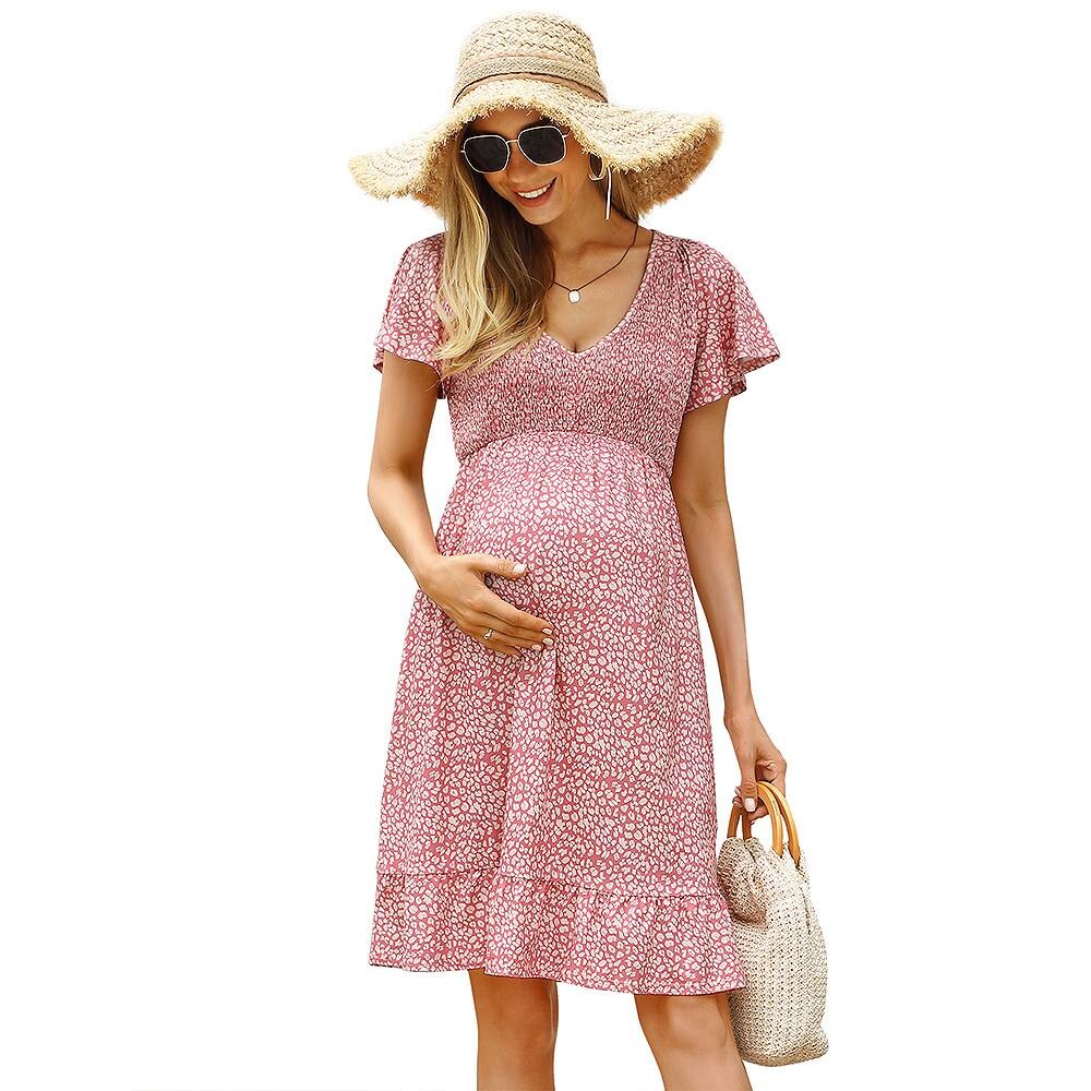 Женское платье с рюшами и короткими рукавами для беременных, летнее повседневное струящееся платье миди с V-образным вырезом MISSKY, розовый
Женское платье с рюшами и короткими рукавами для беременных, летнее повседневное струящееся платье миди с V-образным вырезом MISSKY, розовый