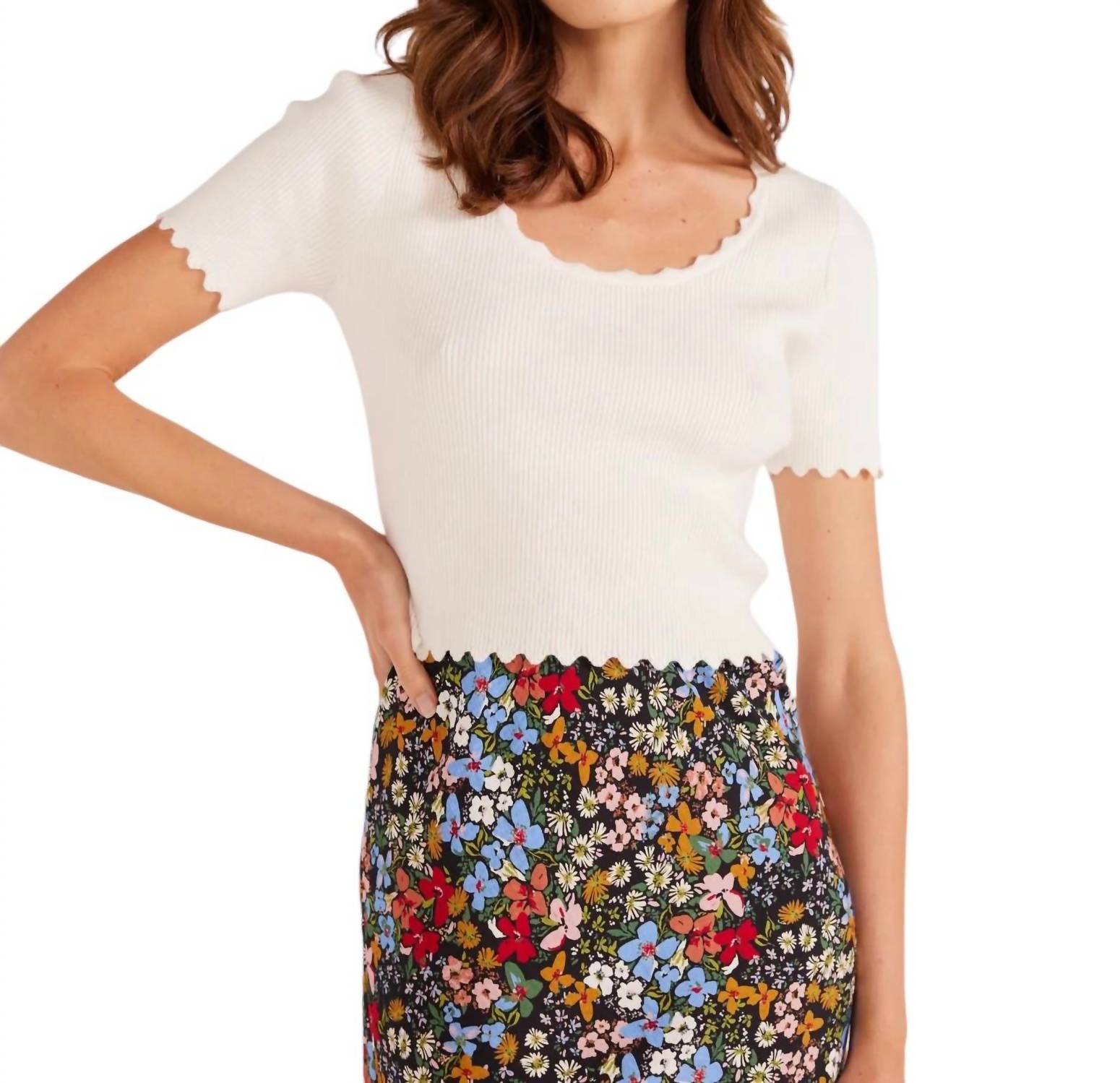 Футболка Laura Scallop Knit цвета слоновой кости MINKPINK
Футболка Laura Scallop Knit цвета слоновой кости MINKPINK