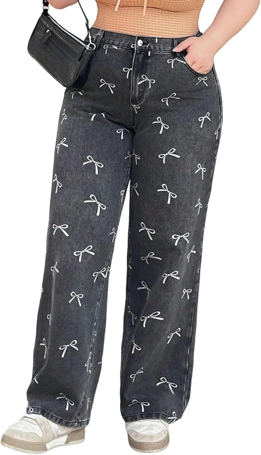 LALAGEN Женские брюки Plus Size с принтом банта серые Straight Leg
LALAGEN Женские брюки Plus Size с принтом банта серые Straight Leg