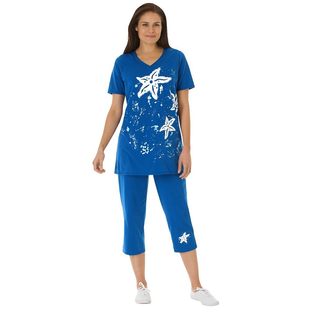 Женщина в женской футболке и капри больших размеров с морской звездой Woman Within, цвет Bright Cobalt Starfish
Женщина в женской футболке и капри больших размеров с морской звездой Woman Within, цвет Bright Cobalt Starfish