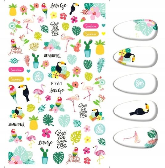 Наклейки для дизайна ногтей с тропическими узорами, F-761, Frezarkowo
Наклейки для дизайна ногтей с тропическими узорами, F-761, Frezarkowo