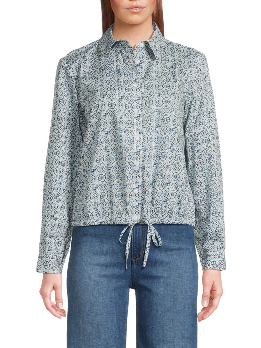 Рубашка с принтом плитки и завязками на талии YAL New York, синий
Рубашка с принтом плитки и завязками на талии YAL New York, синий