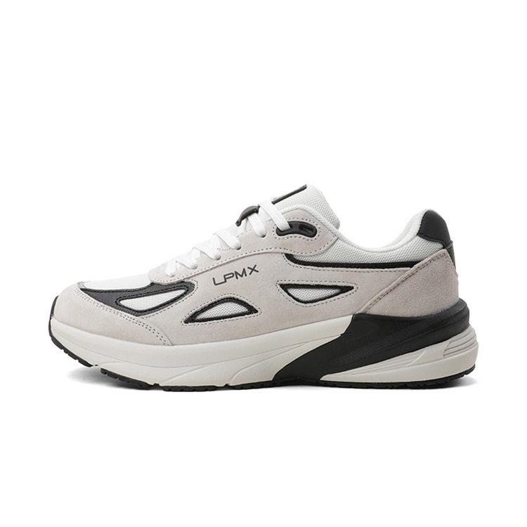 Кроссовки для бега с низким верхом, износостойкие, противоскользящие, мужские LPMX, White/Black/Light Gray 
Кроссовки для бега с низким верхом, износостойкие, противоскользящие, мужские LPMX, White/Black/Light Gray