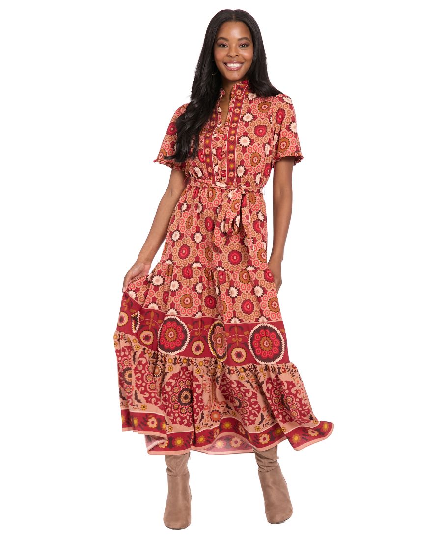 Женское длинное платье с оборками на воротнике и ярусной юбкой London Times, Open Miscellaneous
Женское длинное платье с оборками на воротнике и ярусной юбкой London Times, Open Miscellaneous