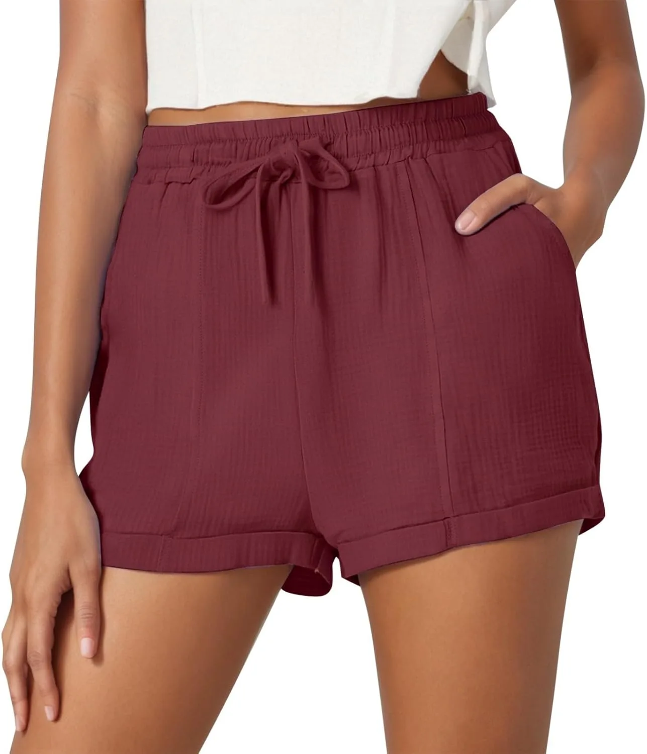 Льняные шорты для женщин Casual Summer с высокой талией и карманами
Льняные шорты для женщин Casual Summer с высокой талией и карманами