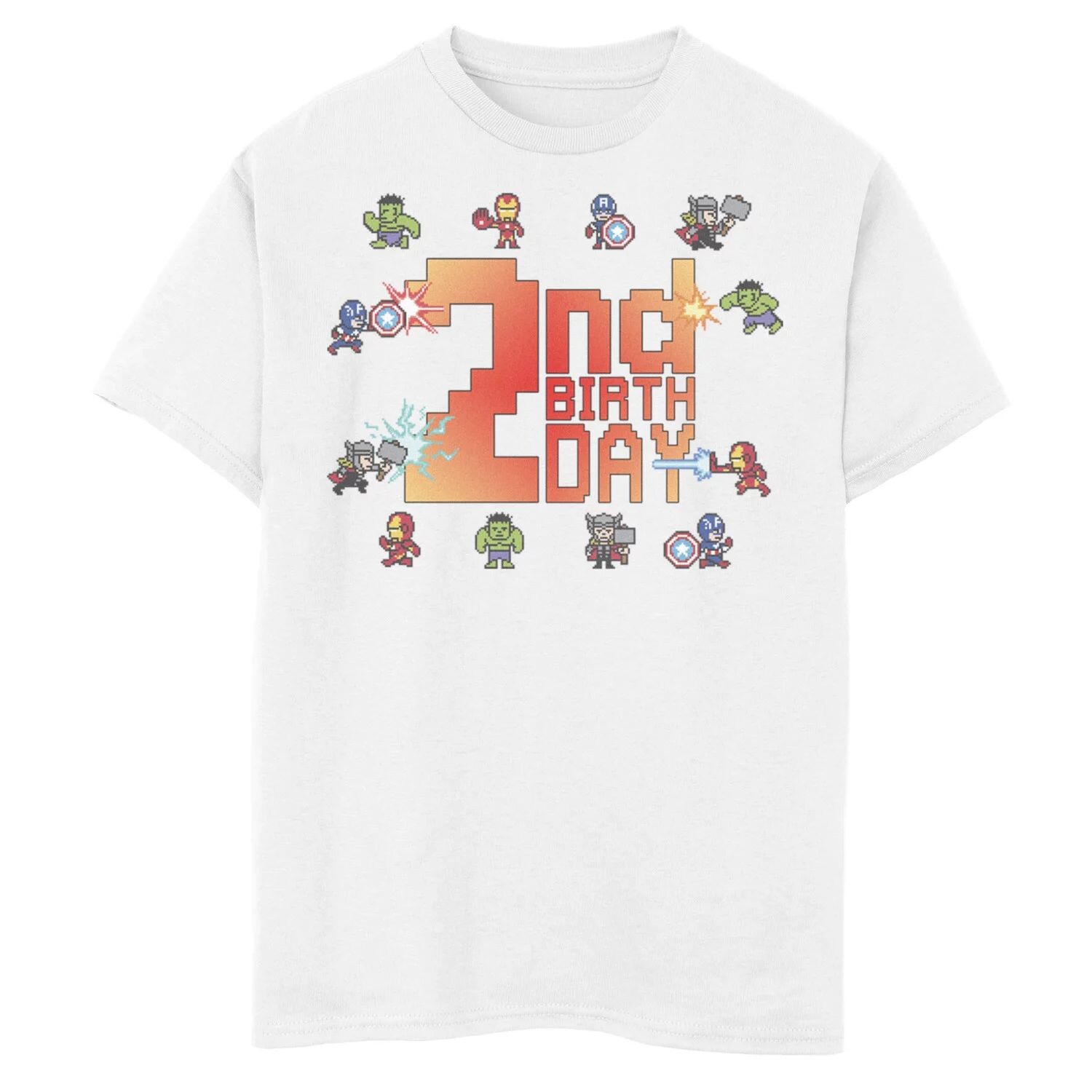 8-битная футболка с рисунком на 2-й день рождения для мальчиков 8–20 лет Marvel Avengers Marvel 
8-битная футболка с рисунком на 2-й день рождения для мальчиков 8–20 лет Marvel Avengers Marvel