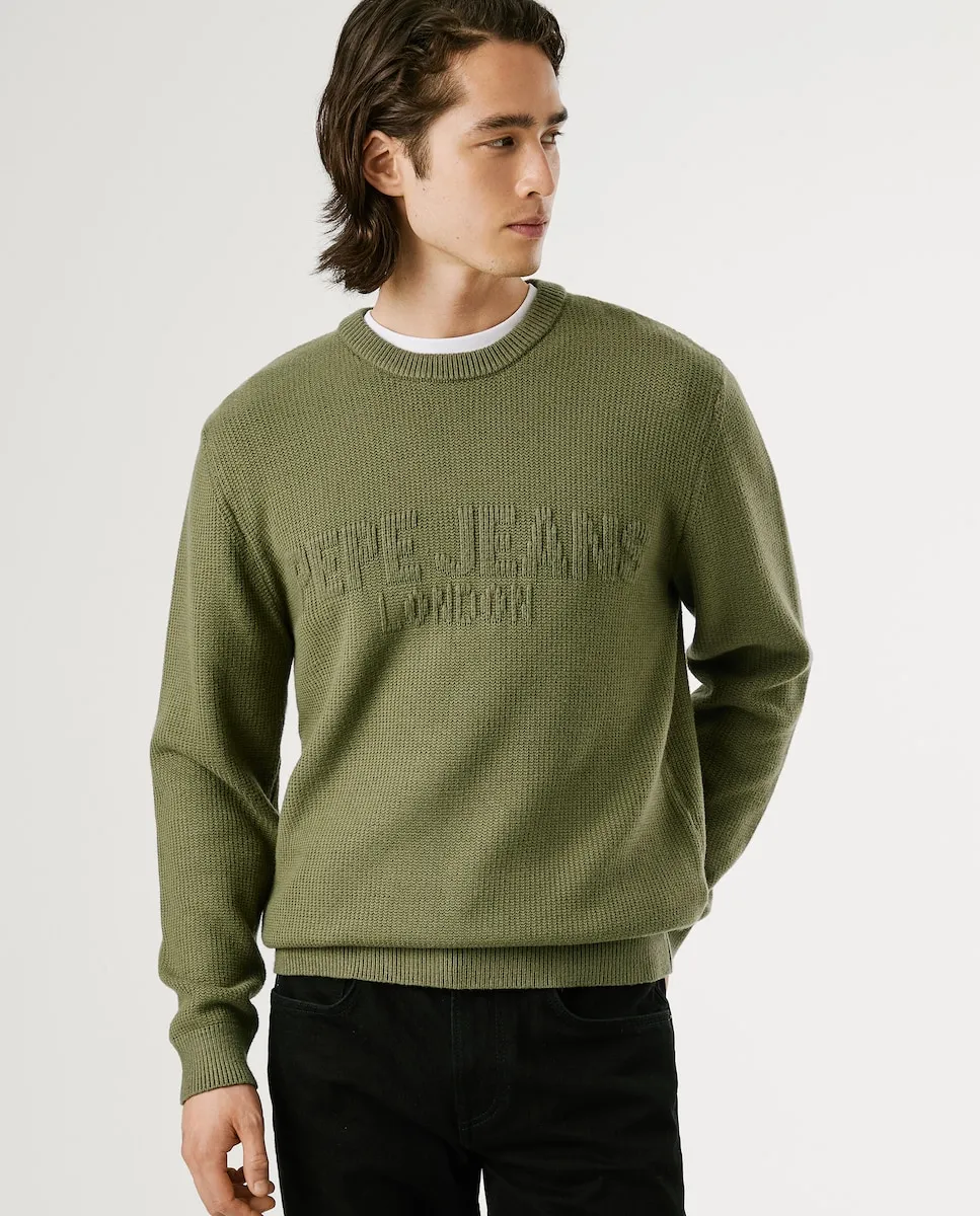 Мужской джемпер с круглым вырезом и тисненным логотипом Pepe Jeans, военный зеленый
Мужской джемпер с круглым вырезом и тисненным логотипом Pepe Jeans, военный зеленый