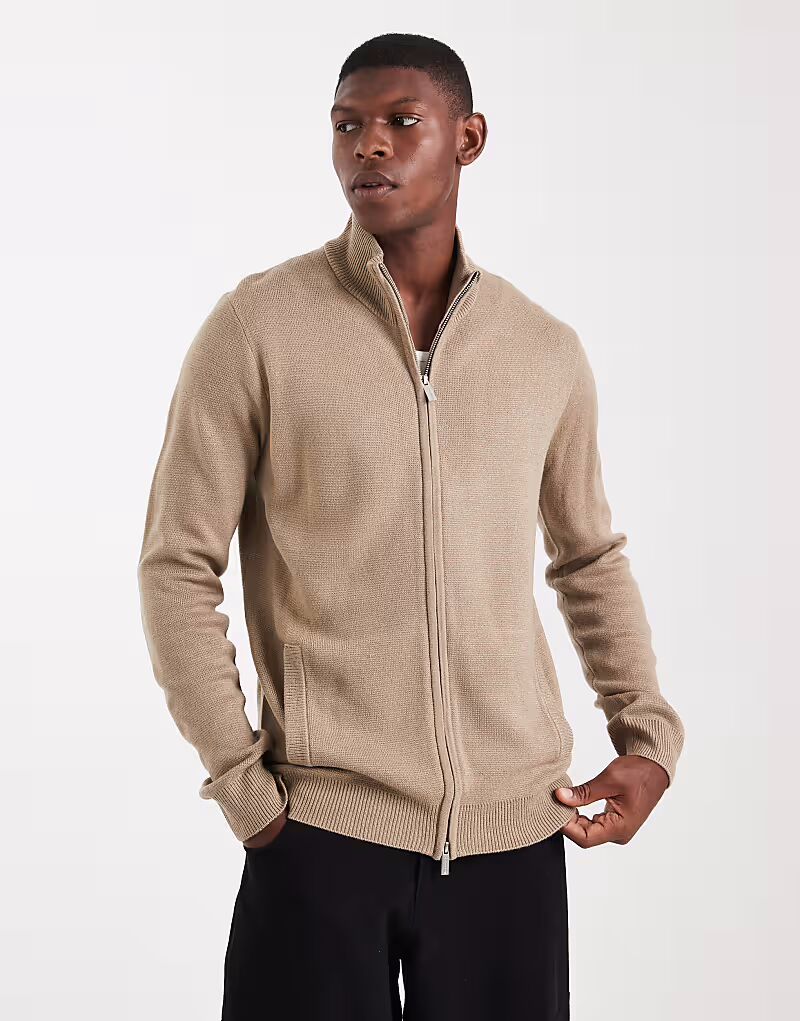 Потертый кардиган на молнии из овсяной пряжи Threadbare, бежевый
Потертый кардиган на молнии из овсяной пряжи Threadbare, бежевый