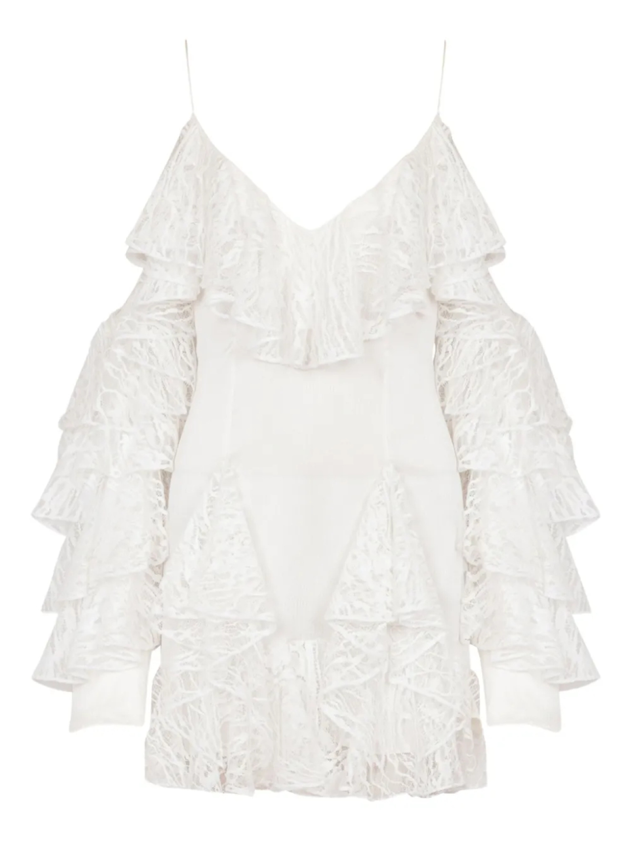 Balmain платье мини с оборками, белый
Balmain платье мини с оборками, белый