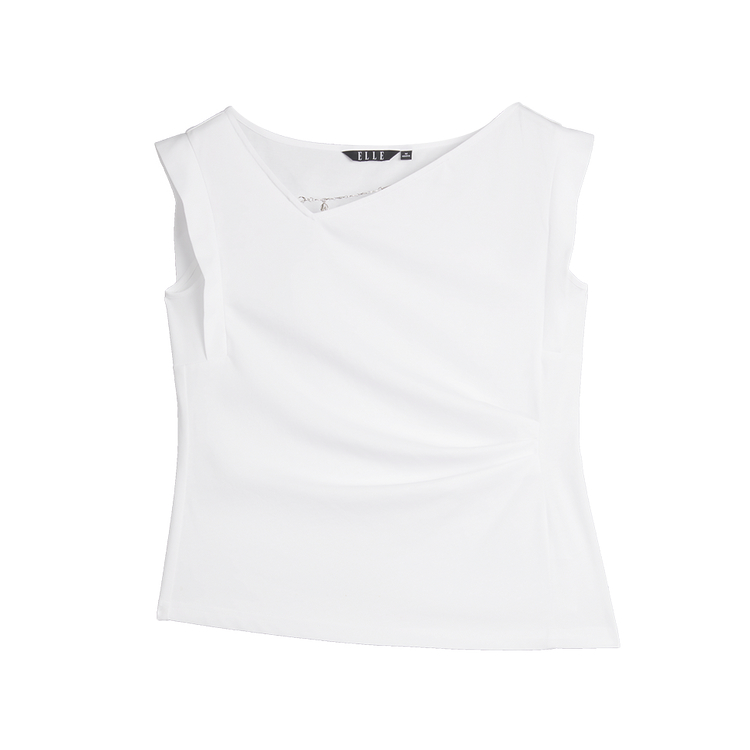 ELLE Футболка женская белая с асимметричным воротником
ELLE Футболка женская белая с асимметричным воротником