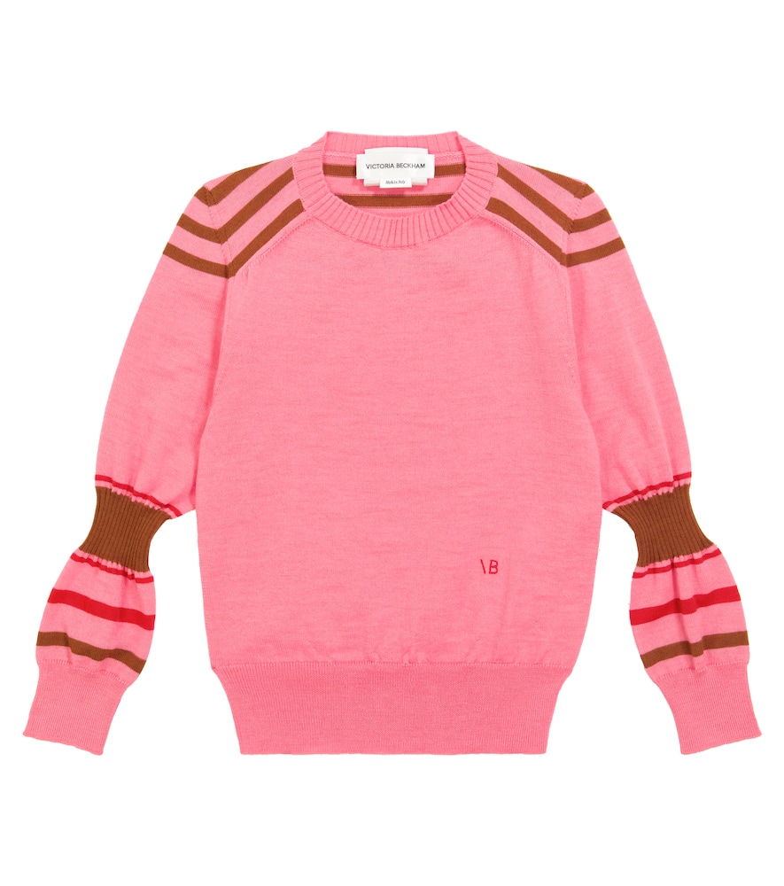 Полосатый свитер из шерсти The Woolmark Company Victoria Beckham Kids, Pink/Bright Red/Dark Camel
Полосатый свитер из шерсти The Woolmark Company Victoria Beckham Kids, Pink/Bright Red/Dark Camel