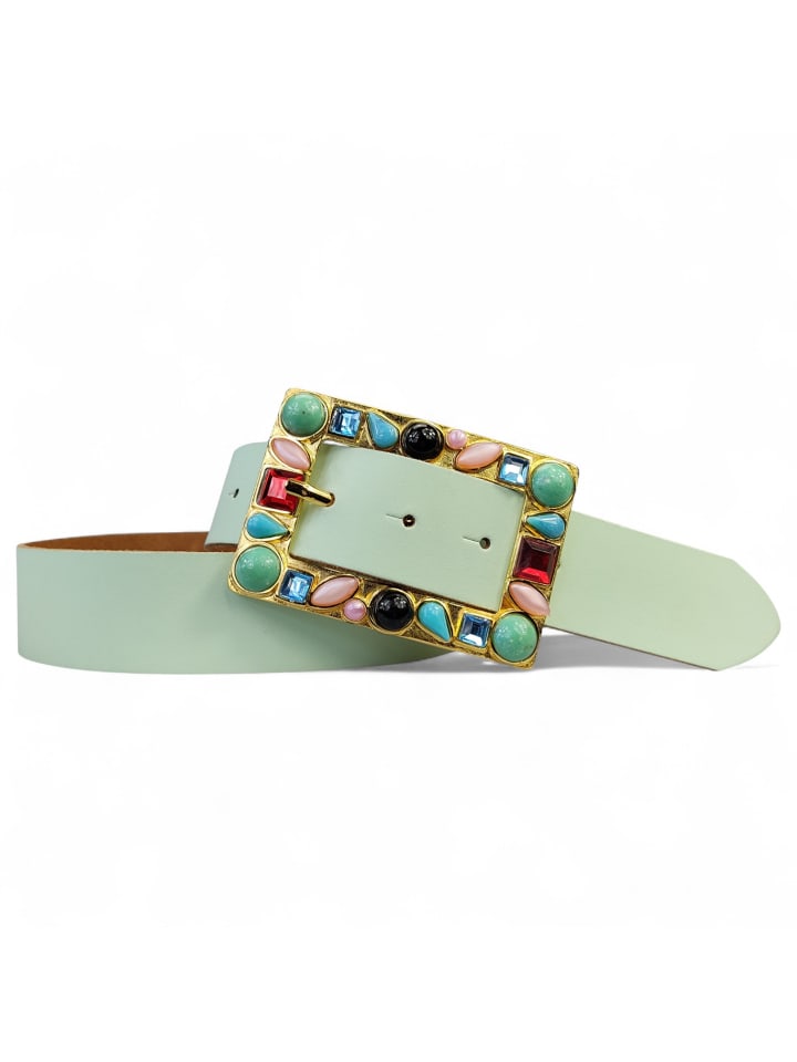 Женский кожаный ремень, золотой, фисташковый FRONHOFER
Женский кожаный ремень, золотой, фисташковый FRONHOFER