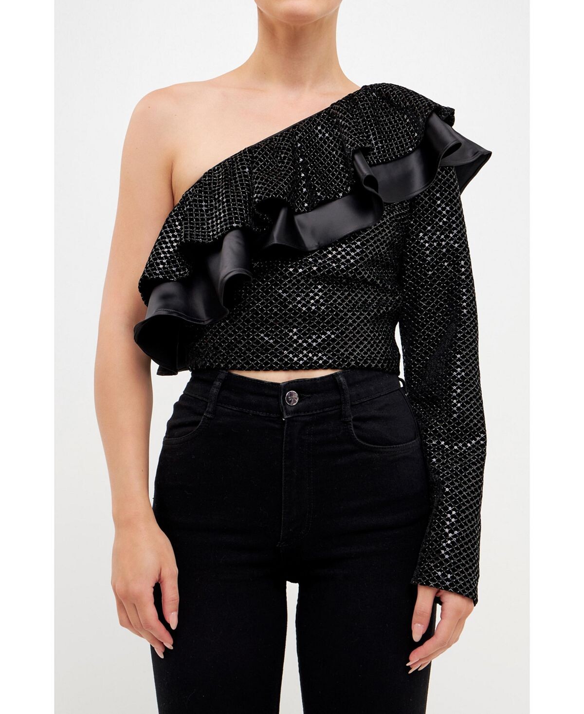 Женский атласный бархатный топ на одно плечо с контрастным рисунком endless rose, черный
Женский атласный бархатный топ на одно плечо с контрастным рисунком endless rose, черный