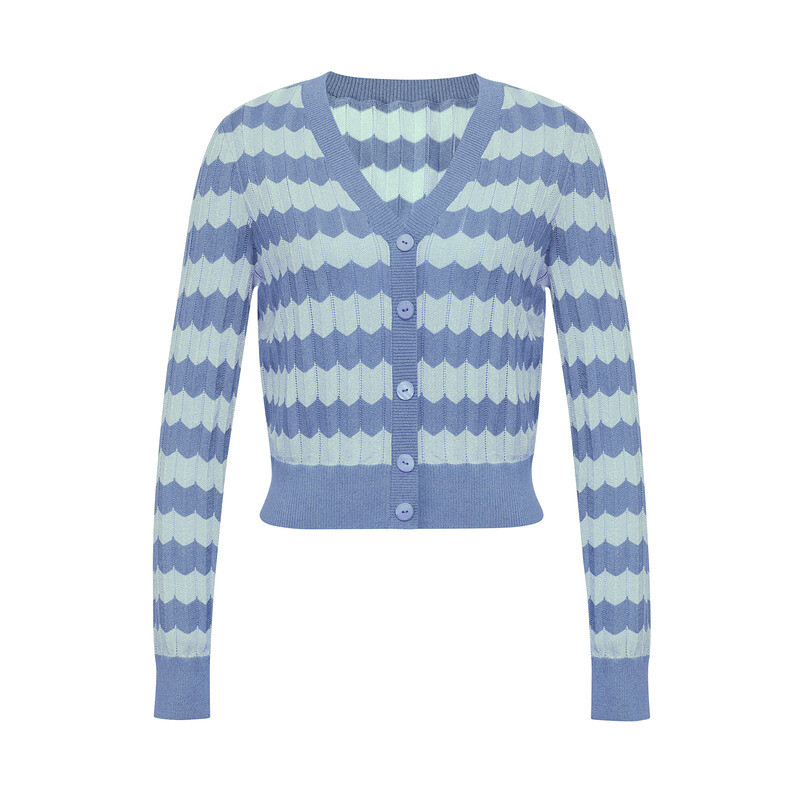Кардиган вязаный Deep Breath с волнистой отделкой, синий
Кардиган вязаный Deep Breath с волнистой отделкой, синий