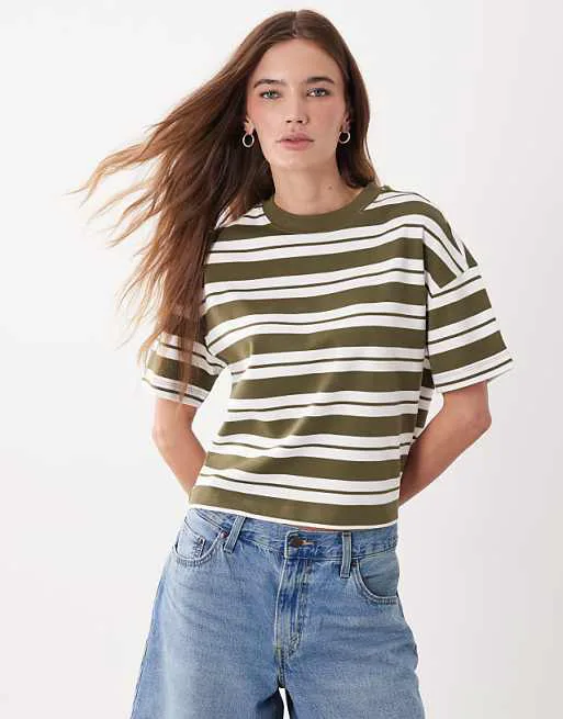 Свободная футболка премиум-класса в полоску New Look цвета хаки
Свободная футболка премиум-класса в полоску New Look цвета хаки