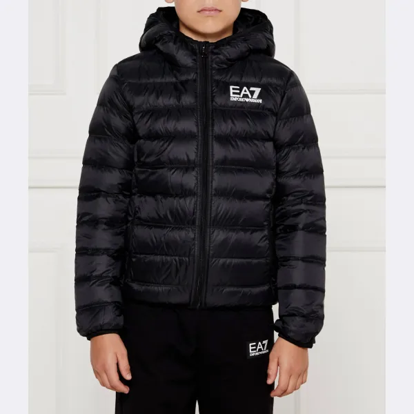 Пуховик стандартного кроя Ea7, черный 
Пуховик стандартного кроя Ea7, черный