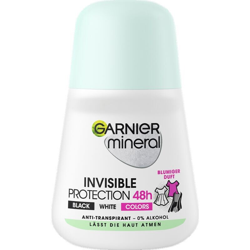 Шариковый дезодорант Invisible Protection 48H Черный, Белый и Цвета Garnier, 50 ml
Шариковый дезодорант Invisible Protection 48H Черный, Белый и Цвета Garnier, 50 ml