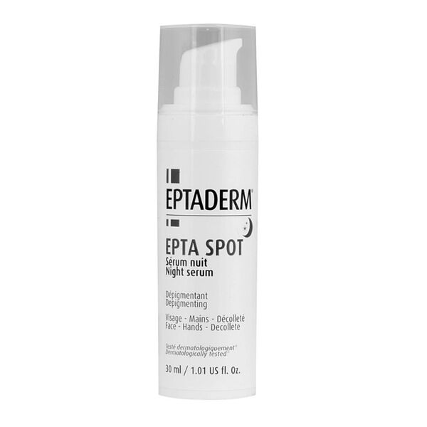 Ночная сыворотка от пигментных пятен, 30 мл Eptaderm Epta spot
Ночная сыворотка от пигментных пятен, 30 мл Eptaderm Epta spot