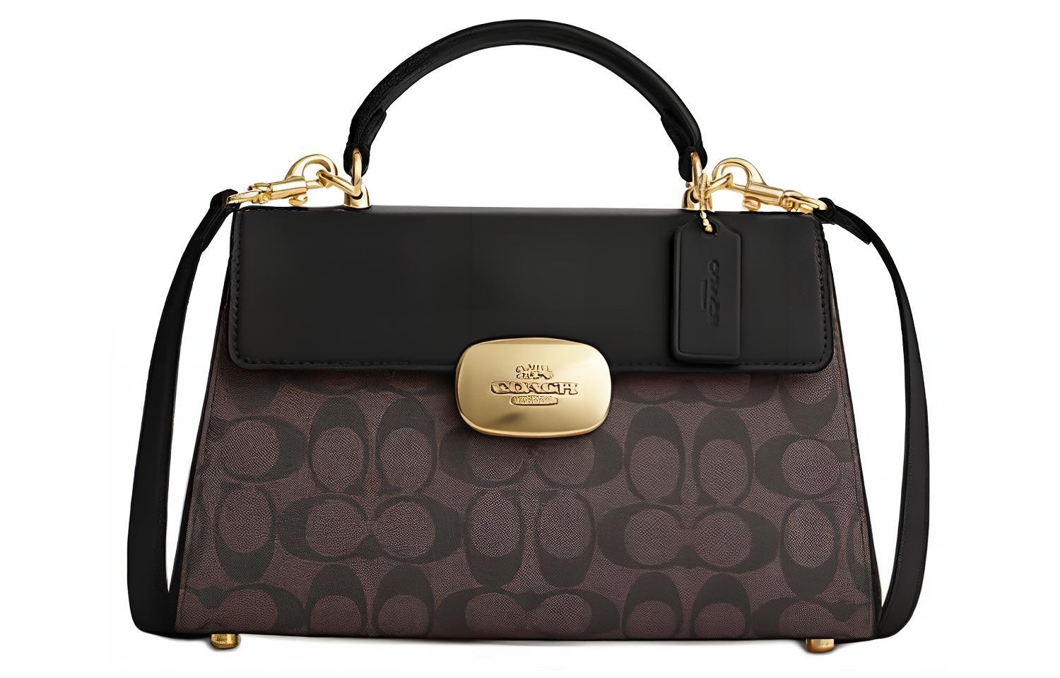 COACH Искусственная кожа с натуральной кожаной наплечная сумка через плече сумка женская коричнево-черная
COACH Искусственная кожа с натуральной кожаной наплечная сумка через плече сумка женская коричнево-черная