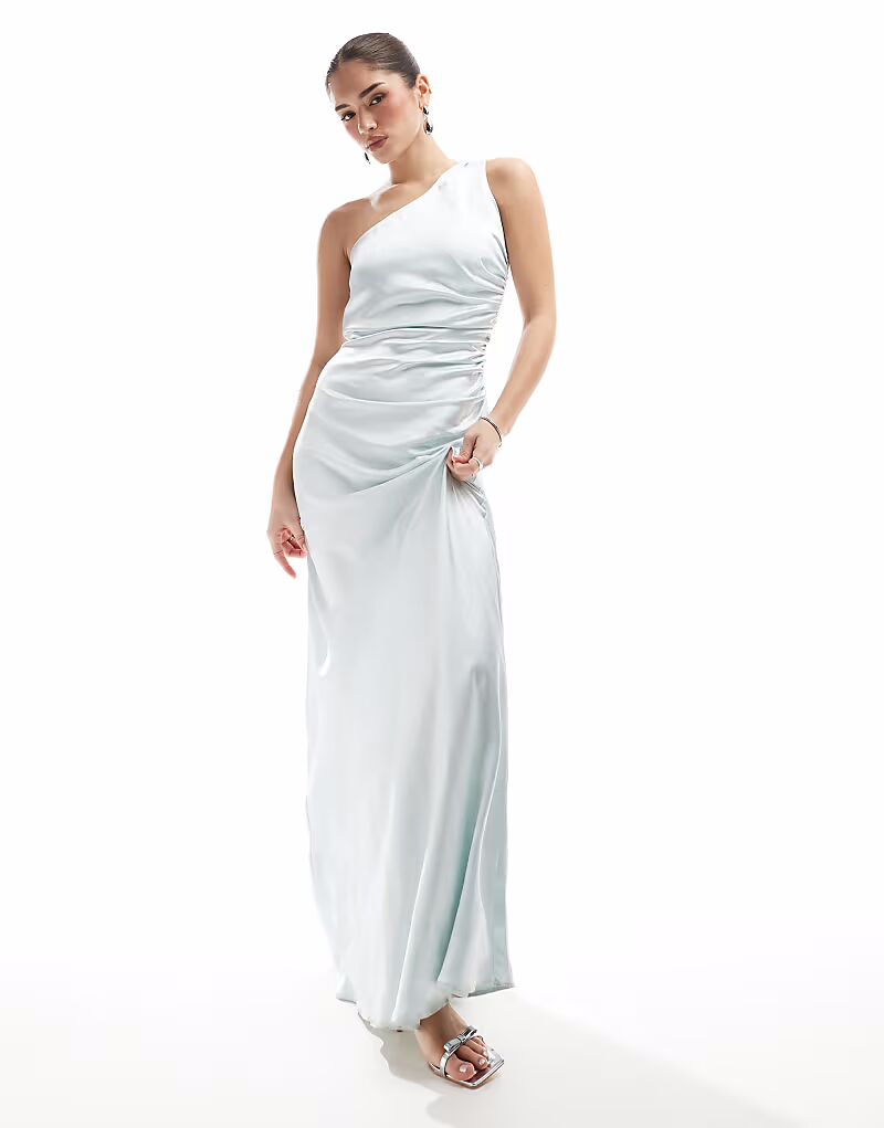 Платье макси на одно плечо из атласа Six Stories Bridesmaid цвета ледяной синевы 
Платье макси на одно плечо из атласа Six Stories Bridesmaid цвета ледяной синевы