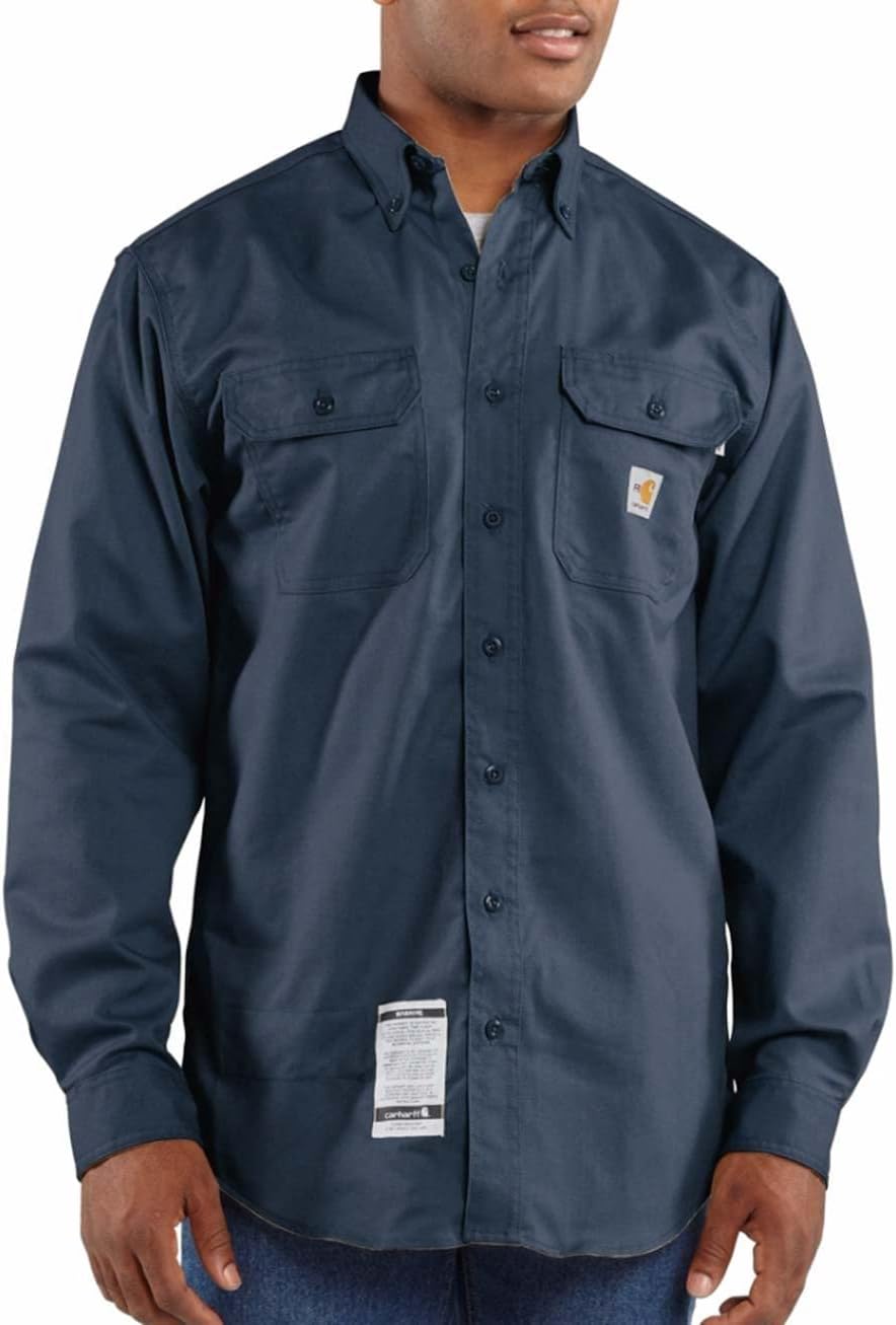 Carhartt мужская огнестойкая классическая рубашка из твила, Dark Navy
Carhartt мужская огнестойкая классическая рубашка из твила, Dark Navy