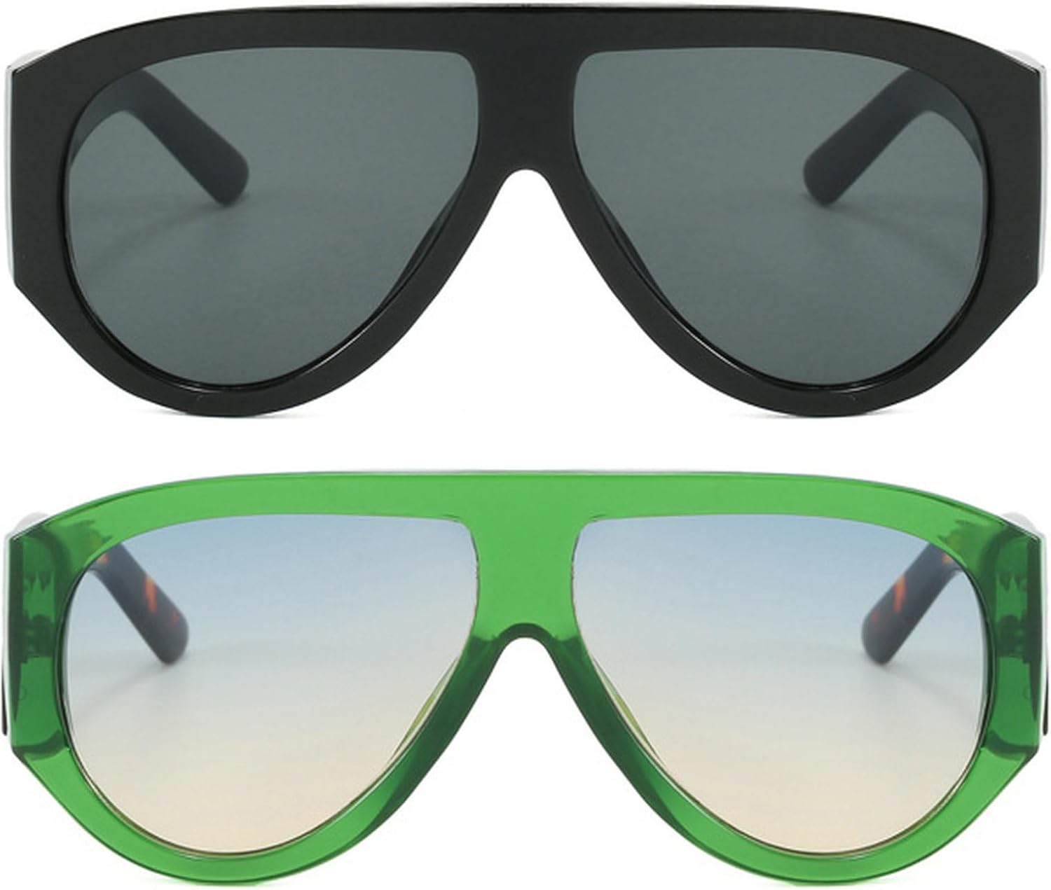 Большие солнцезащитные очки-пилот для женщин, модные, роскошные, в крупной оправе, цельные, с градиентным переходом цвета, ретро, классические, с плотной оправой mincl, 2pcs-black&green
Большие солнцезащитные очки-пилот для женщин, модные, роскошные, в крупной оправе, цельные, с градиентным переходом цвета, ретро, классические, с плотной оправой mincl, 2pcs-black&green