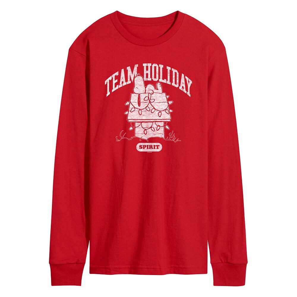 Мужская футболка с длинными рукавами и рисунком Peanuts Team Holiday Spirit Licensed Character, красный 
Мужская футболка с длинными рукавами и рисунком Peanuts Team Holiday Spirit Licensed Character, красный