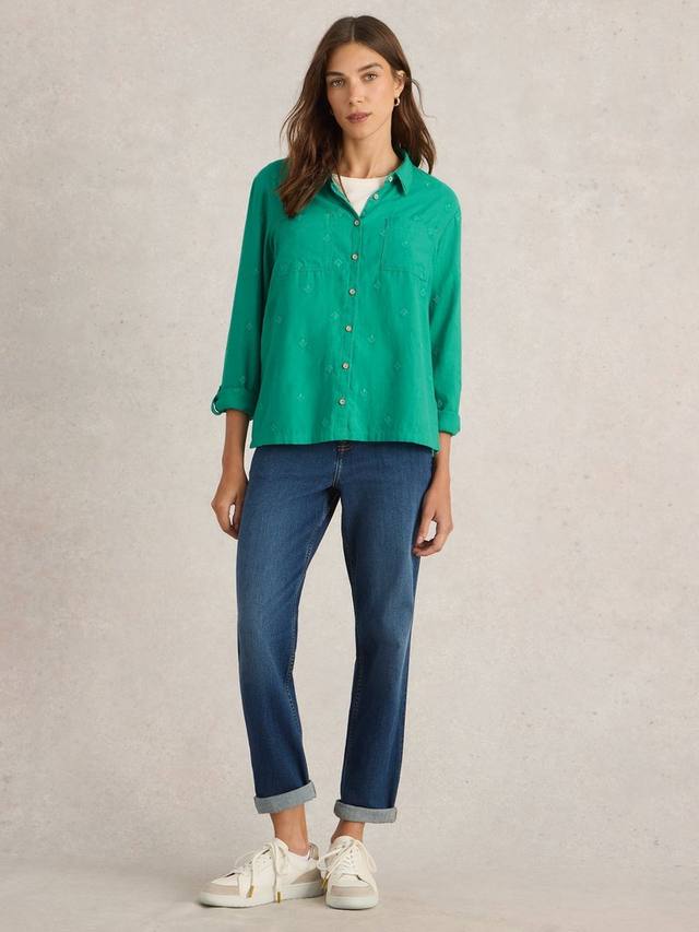 Рубашка из чистого органического хлопка с вышитыми квадратами софи White Stuff, цвет Bright Green 
Рубашка из чистого органического хлопка с вышитыми квадратами софи White Stuff, цвет Bright Green