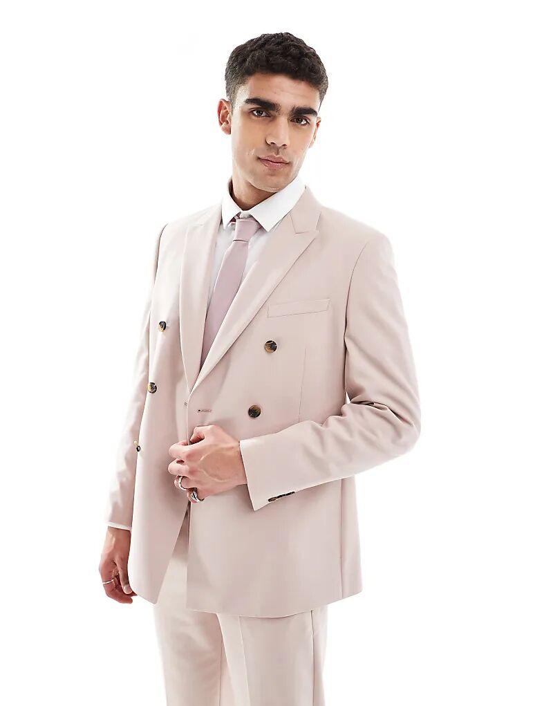 Двубортный пиджак ASOS DESIGN классического кроя светло-розового цвета
Двубортный пиджак ASOS DESIGN классического кроя светло-розового цвета