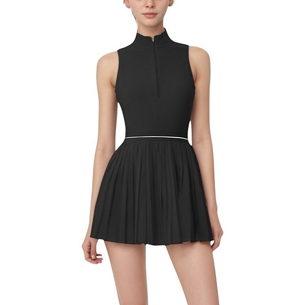 Женское платье для тенниса без рукавов с молнией спереди, высоким воротником, плиссированной юбкой и контрастной отделкой на талии Anna-Kaci, Black
Женское платье для тенниса без рукавов с молнией спереди, высоким воротником, плиссированной юбкой и контрастной отделкой на талии Anna-Kaci, Black