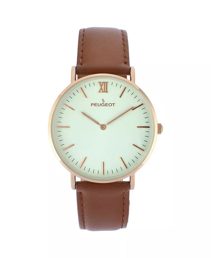 Мужские часы с кожаным ремешком и сверхтонким корпусом 40 мм розового золота Peugeot, золотой
Мужские часы с кожаным ремешком и сверхтонким корпусом 40 мм розового золота Peugeot, золотой