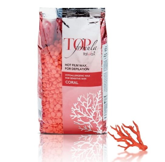 Воск ItalWax Top Formula Coral Film - гипоаллергенный низкотемпературный коралловый воск для чувствительной кожи в гранулах, каплях для депиляции без полосок, 750 грамм 
Воск ItalWax Top Formula Coral Film - гипоаллергенный низкотемпературный коралловый воск для чувствительной кожи в гранулах, каплях для депиляции без полосок, 750 грамм