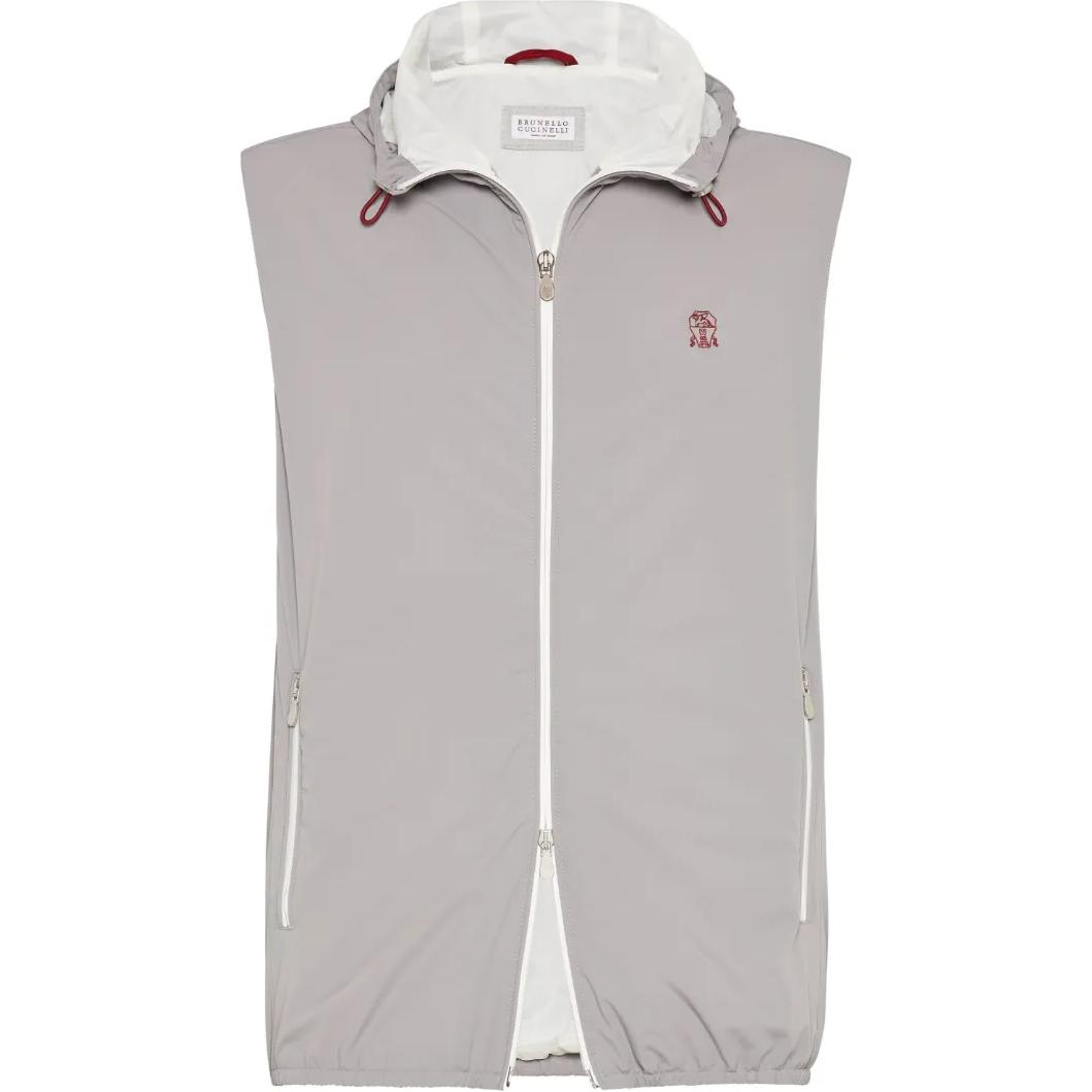 Brunello Cucinelli Вышитый логотипом жилет на молнии, Gray
Brunello Cucinelli Вышитый логотипом жилет на молнии, Gray