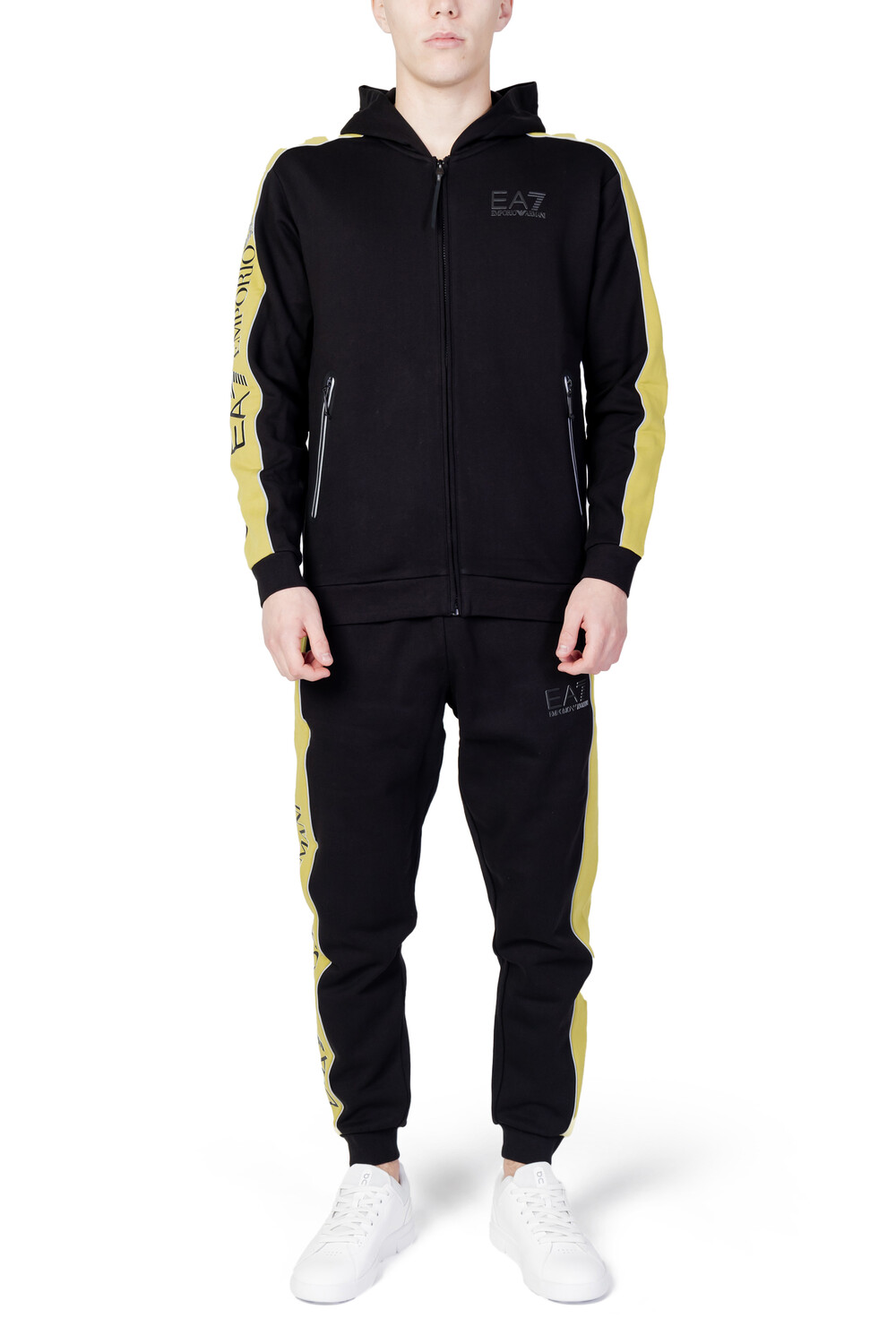 Спортивный костюм мужской EA7 на молнии с капюшоном, черно-желтый
Спортивный костюм мужской EA7 на молнии с капюшоном, черно-желтый