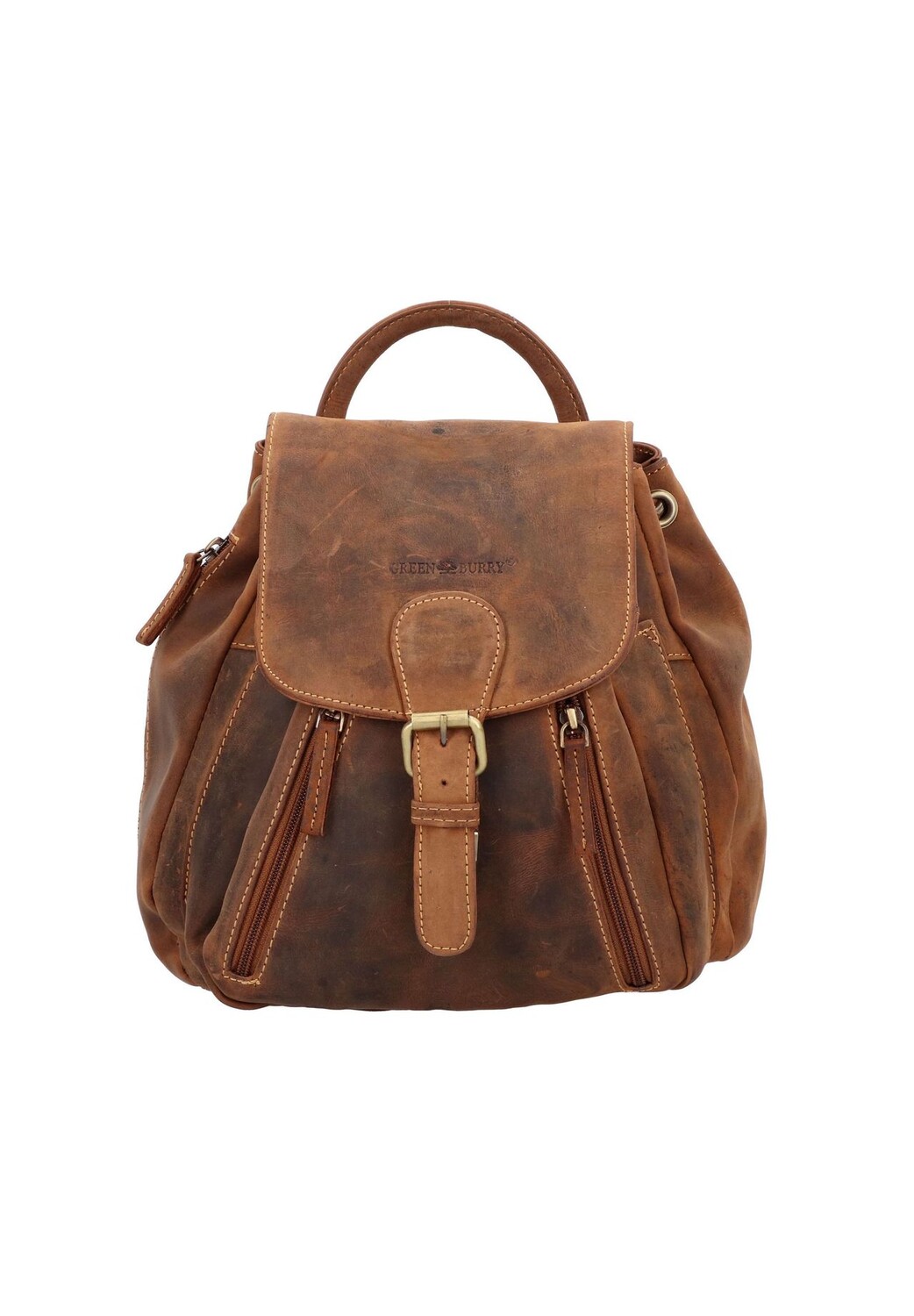 Винтажный городской рюкзак кожаный 25 см Green Burry, коричневый 
Винтажный городской рюкзак кожаный 25 см Green Burry, коричневый