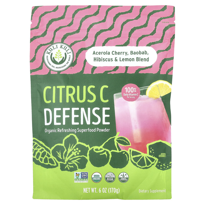 Kuli Kuli, Citrus C Defense, органический освежающий порошок из суперпродуктов, 170 г (6 унций)
Kuli Kuli, Citrus C Defense, органический освежающий порошок из суперпродуктов, 170 г (6 унций)