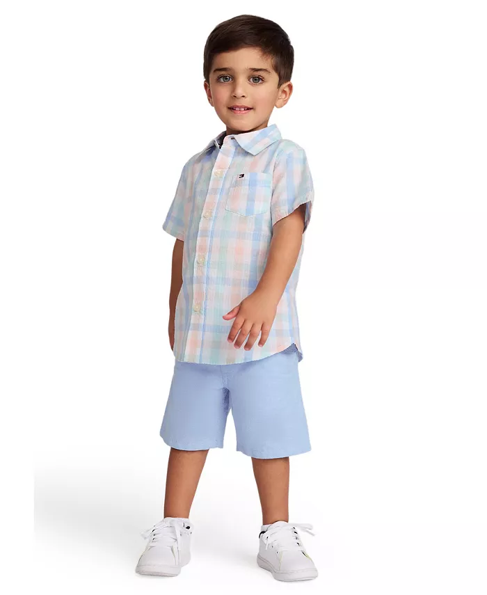 Комплект для мальчиков Toddler Boys: рубашка с коротким рукавом в клетку из пике и шорты Oxford Tommy Hilfiger, синий
Комплект для мальчиков Toddler Boys: рубашка с коротким рукавом в клетку из пике и шорты Oxford Tommy Hilfiger, синий